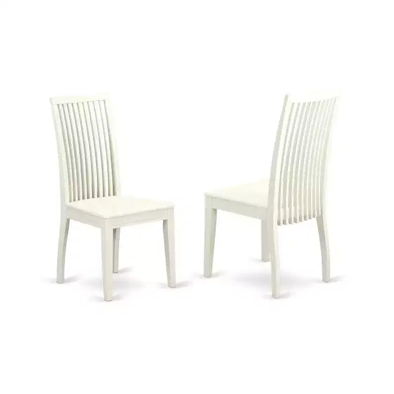 Ensemble Table de Cuisine 3 pièces Table Ronde et Chaises Lin Blanc Home Stock