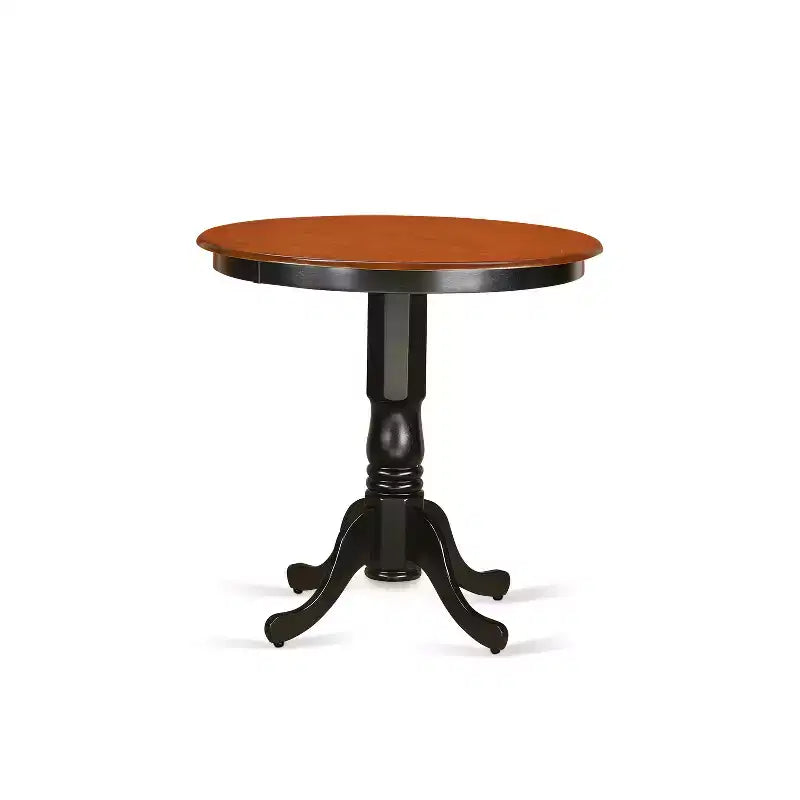Kitchen Dinette Set - 3 Piece Table & Chair Set - Round Pedestal Table - Dark Mahogany Finish