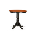 Kitchen Dinette Set - 3 Piece Table & Chair Set - Round Pedestal Table - Dark Mahogany Finish