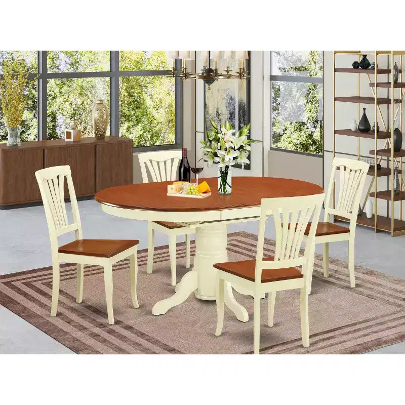 Ensemble de cuisine pour 4 personnes - Ensemble de salle à manger 5 pièces avec rallonge papillon et chaises