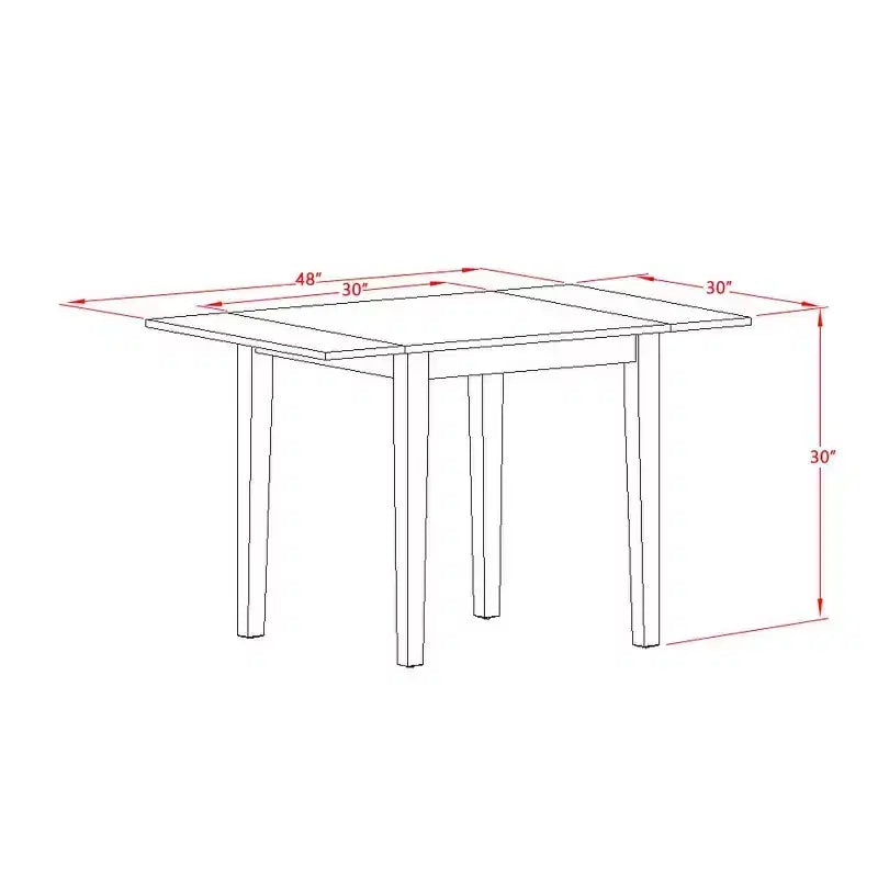 Table à manger 5 pièces HomeStock avec plateau en bois massif finition blanc lin et 4 chaises Parson avec rallonge à rabat