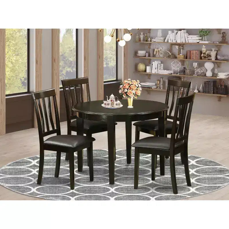 Ensemble table de salle à manger ronde rustique - Petite table de cuisine avec chaises - Table style ferme