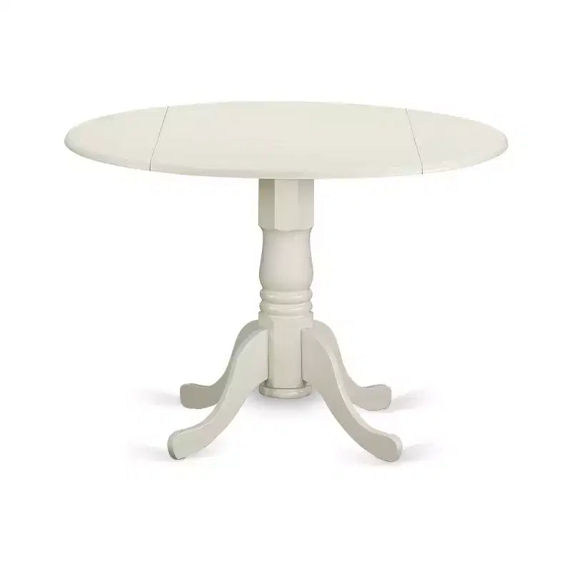 HomeStock Table à manger 3 pièces ronde en bois massif avec plateau fini couleur babeurre et cerise, et 2 chaises Parson à abattants