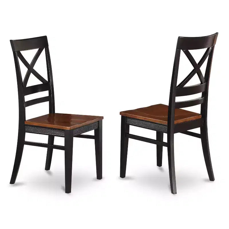 Table à manger ronde 5 pièces, plateau en bois massif finition noire, avec 4 chaises avec