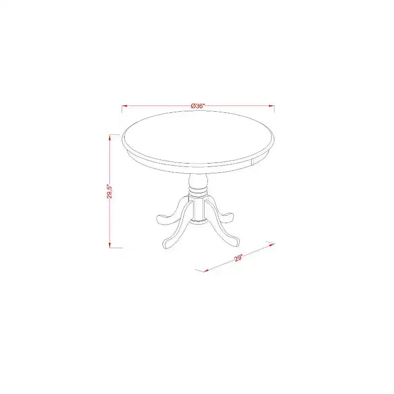 Table à manger ronde 5 pièces, plateau en bois massif finition noire, avec 4 chaises avec