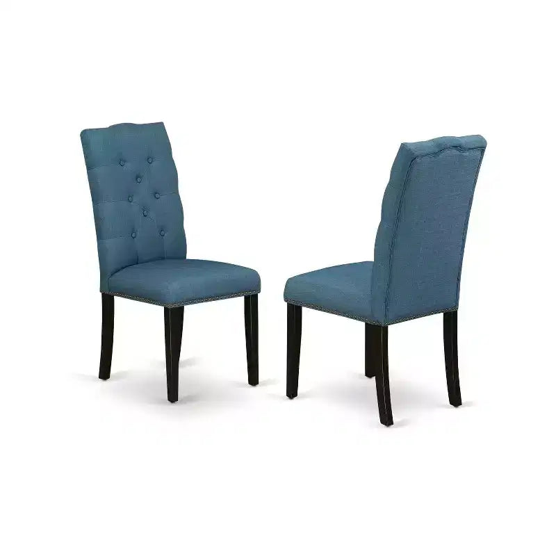 Table à manger 5 pièces en bois massif chêne naturel avec 4 chaises Parson avec