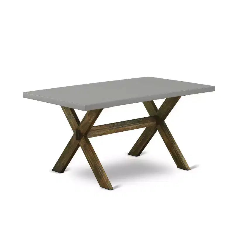 HomeStock Table à manger 5 pièces en bois massif finition jacobine vieillie avec 4 chaises de salle à manger dépareillées