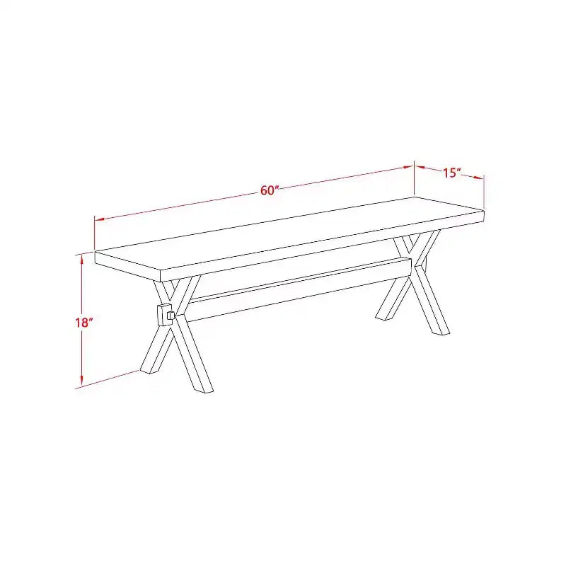 Table à manger 3 pièces HomeStock avec plateau en bois massif finition jacobéenne vieillie et 2 bancs