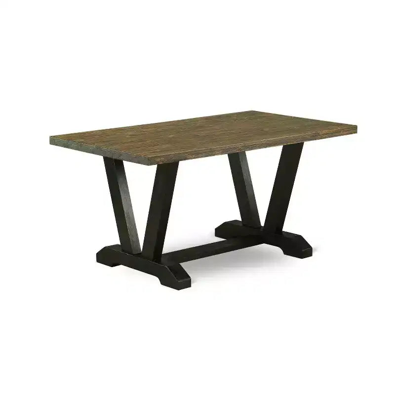 Ensemble table de salle à manger 7 pièces avec plateau en bois massif finition chêne naturel et 6 chaises avec