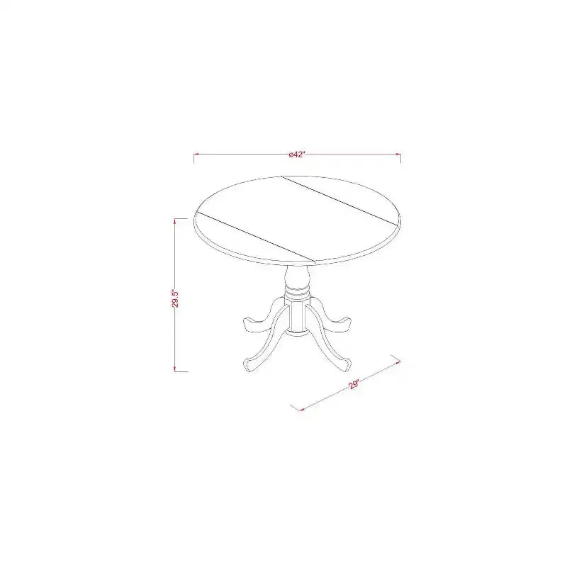 Ensemble de salle à manger HomeStock 5 pièces, plateau en bois massif fini acajou, avec 4 chaises et rallonges abattantes