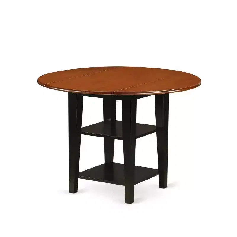 Ensemble de salle à manger 5 pièces - Table ronde et 4 chaises - Fini cerisier noir rustique - Ensemble pour cuisine et salle à manger