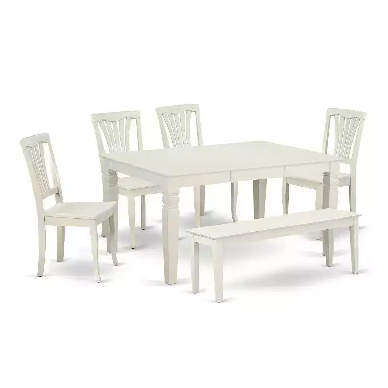Farmhouse Dining Set - 6 Rectangular Table & 4 Chairs + Bench - 42/60 Inch