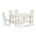 Farmhouse Dining Set - 6 Rectangular Table & 4 Chairs + Bench - 42/60 Inch