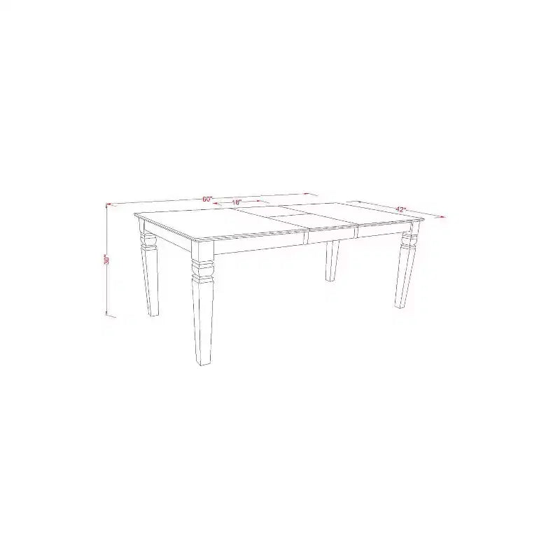 Ensemble de salle à manger de ferme - 1 table rectangulaire de 6 places et 4 chaises + banc - 106,68/152,4 cm