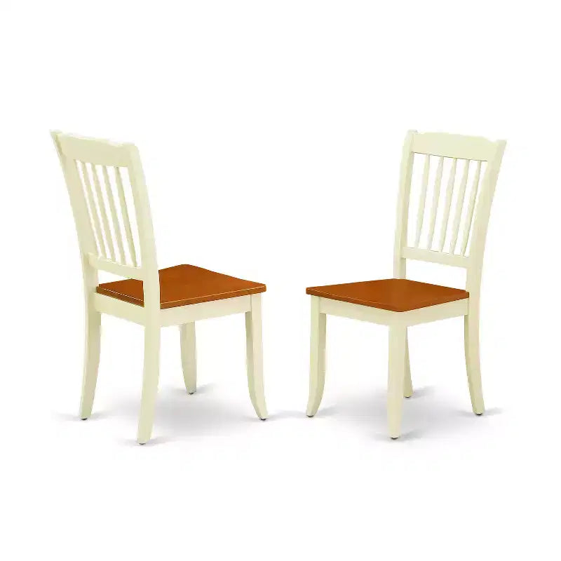 HomeStock Ensemble de salle à manger 5 pièces en bois massif finition cerisier et crème, composé d'une table rectangulaire et de 4 chaises à dossier ajouré