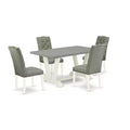 5-Piece Rectangle Natural Oak Finish Solid Wood Top Dining Table with 4 Parson Chair with