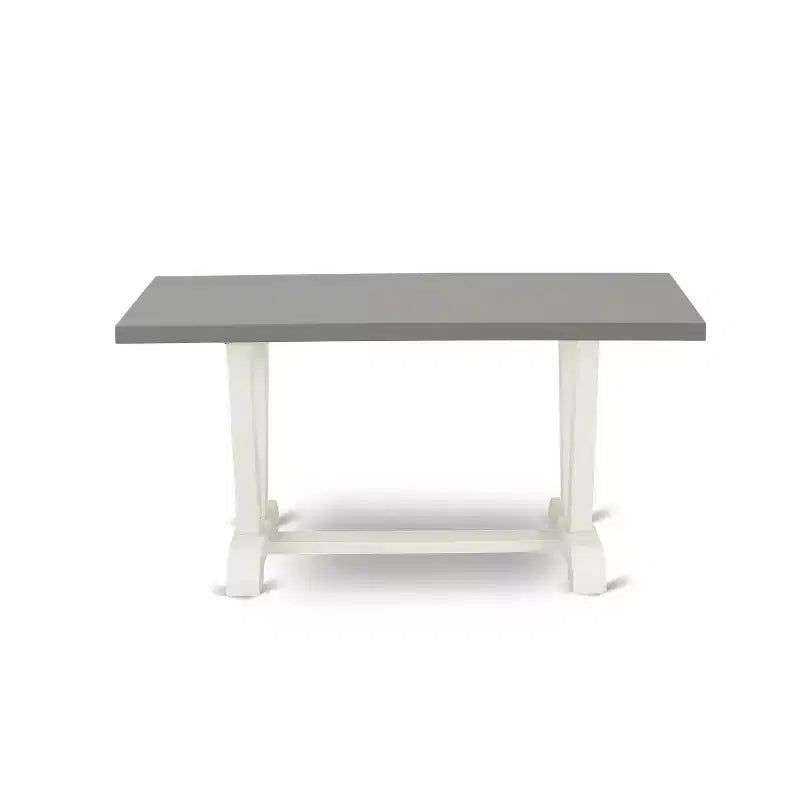 Table à manger 5 pièces rectangulaire avec plateau en bois massif finition chêne naturel et 4 chaises Parsons avec