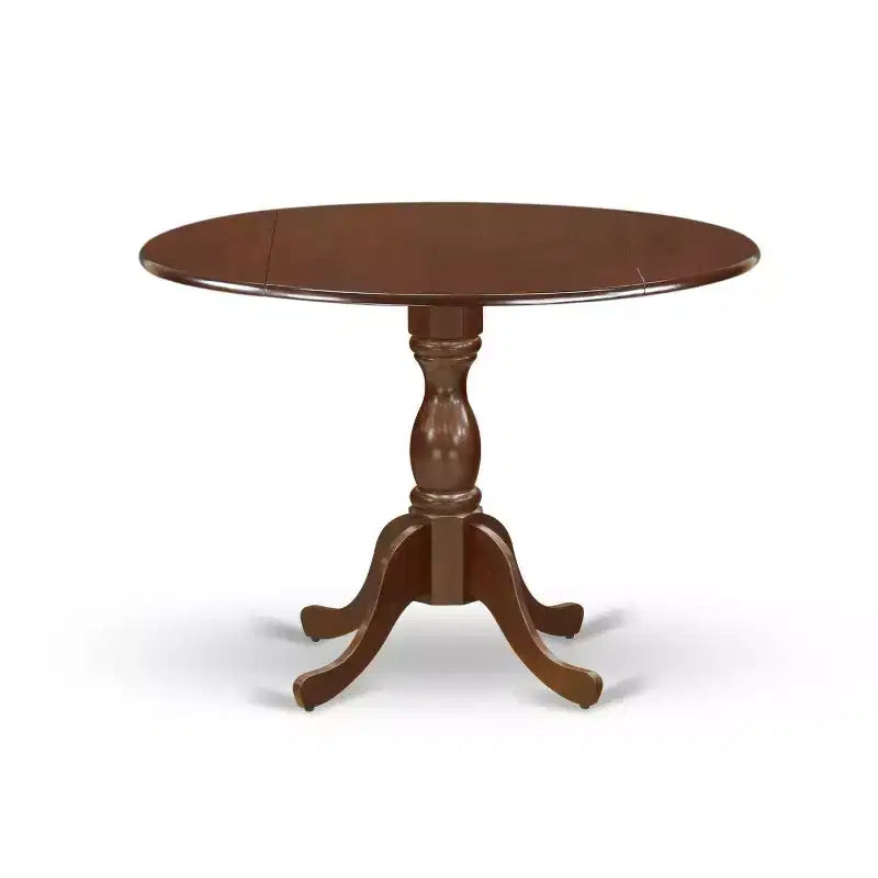 Table de salle à manger 5 pièces en bois massif finition acajou avec 4 chaises rembourrées et plateau à rabats