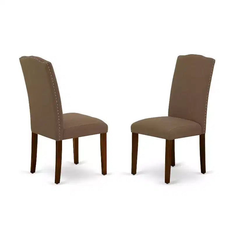 Table de salle à manger 5 pièces en bois massif finition acajou avec 4 chaises rembourrées et plateau à rabats