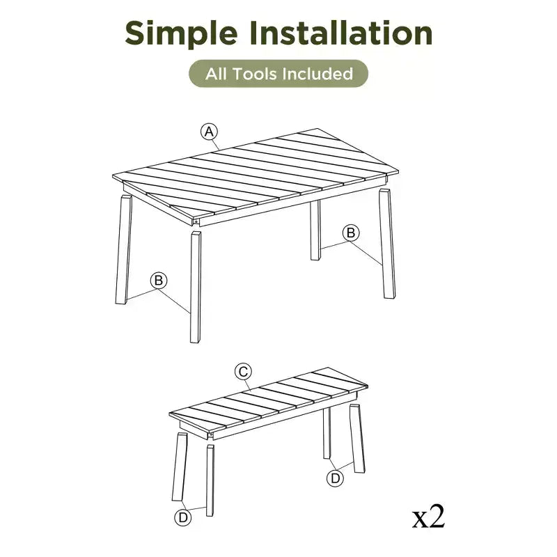 JVNOXK Ensemble de 3 pièces table et banc en bois d'acacia pour salle à manger avec 2 bancs, table de pique-nique pour patio, jardin, naturel
