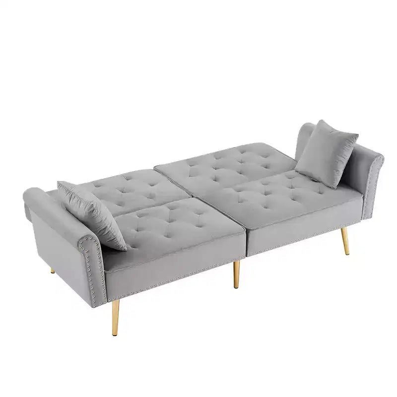 Canapé-lit convertible futon 69,6 avec 2 oreillers, causeuse rembourrée avec dossier réglable, canapé 2 places pour bureau, chambre d'amis, chambre à coucher