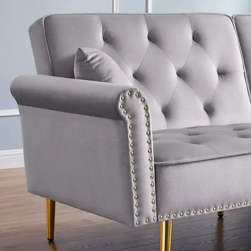 Canapé-lit convertible futon 69,6 avec 2 oreillers, causeuse rembourrée avec dossier réglable, canapé 2 places pour bureau, chambre d'amis, chambre à coucher