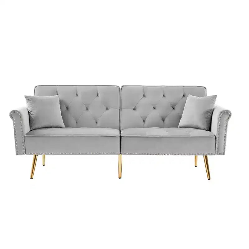 Canapé-lit convertible futon 69,6 avec 2 oreillers, causeuse rembourrée avec dossier réglable, canapé 2 places pour bureau, chambre d'amis, chambre à coucher
