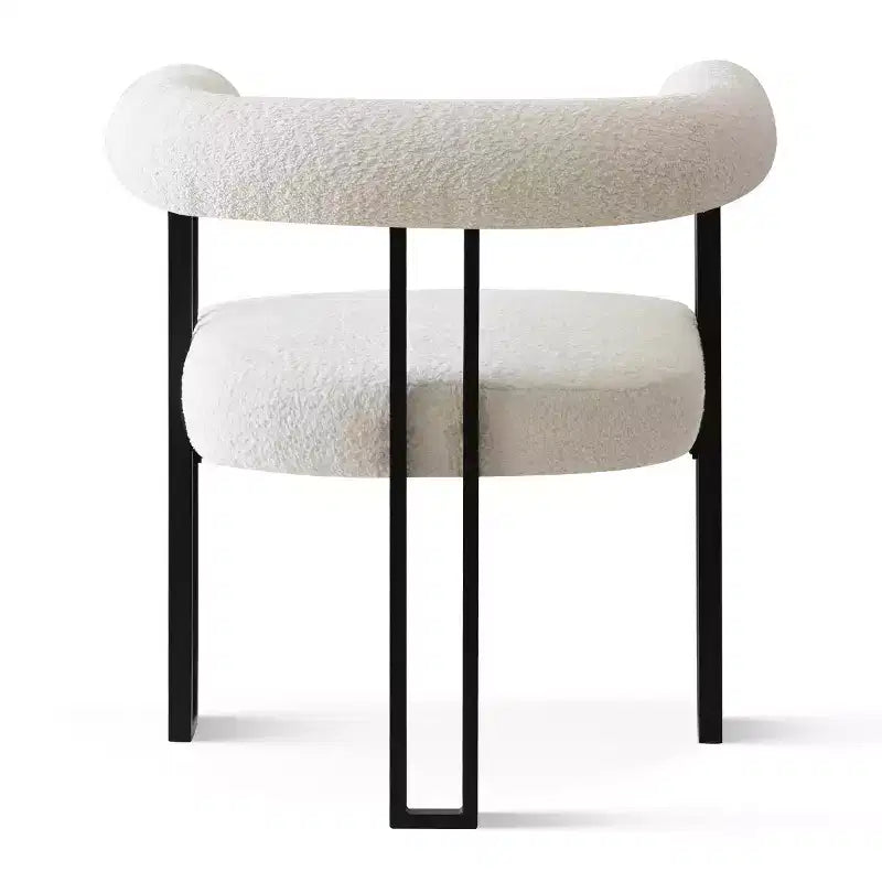Ensemble de salle à manger moderne 5 pièces, table ronde noire à piédestal avec 4 chaises de salle à manger rembourrées en bouclé pour cuisine ou appartement - Panipeachy