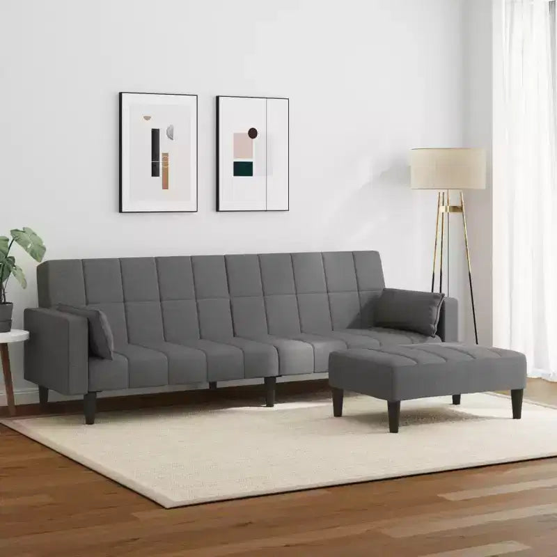 vidaXL Canapé-lit 2 places avec repose-pieds Meubles Maison Salon Tissu