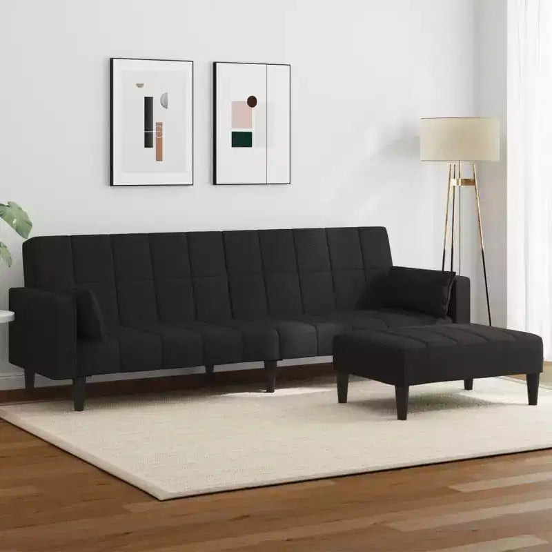 vidaXL Canapé-lit 2 places avec repose-pieds Meubles Maison Salon Tissu