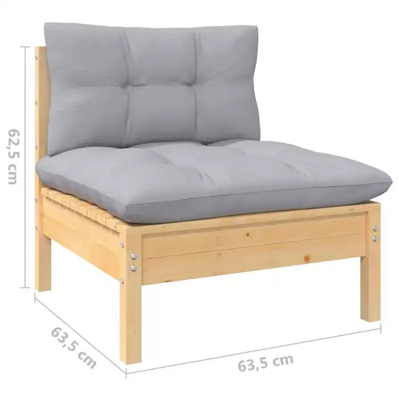 vidaXL Ensemble de salon de jardin 13 pièces avec coussins gris en pin massif