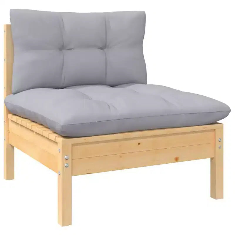 vidaXL Ensemble de salon de jardin 13 pièces avec coussins gris en pin massif