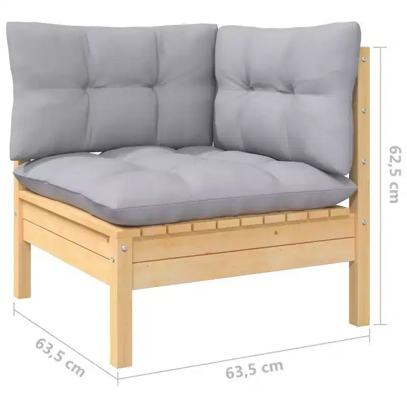 vidaXL Ensemble de salon de jardin 13 pièces avec coussins gris en pin massif