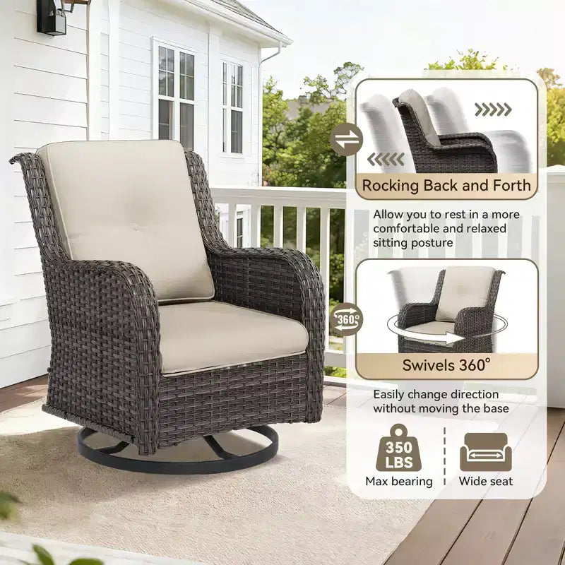 Ensemble d'extérieur UPTIOT 4 pièces : Chauffe-terrasse/Étagère, Fauteuil capitonné et Fauteuil à bascule pivotant