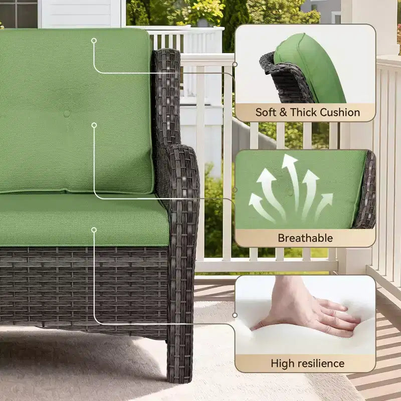 Ensemble d'extérieur UPTIOT 4 pièces : Chauffe-terrasse/Étagère, Fauteuil capitonné et Fauteuil à bascule pivotant
