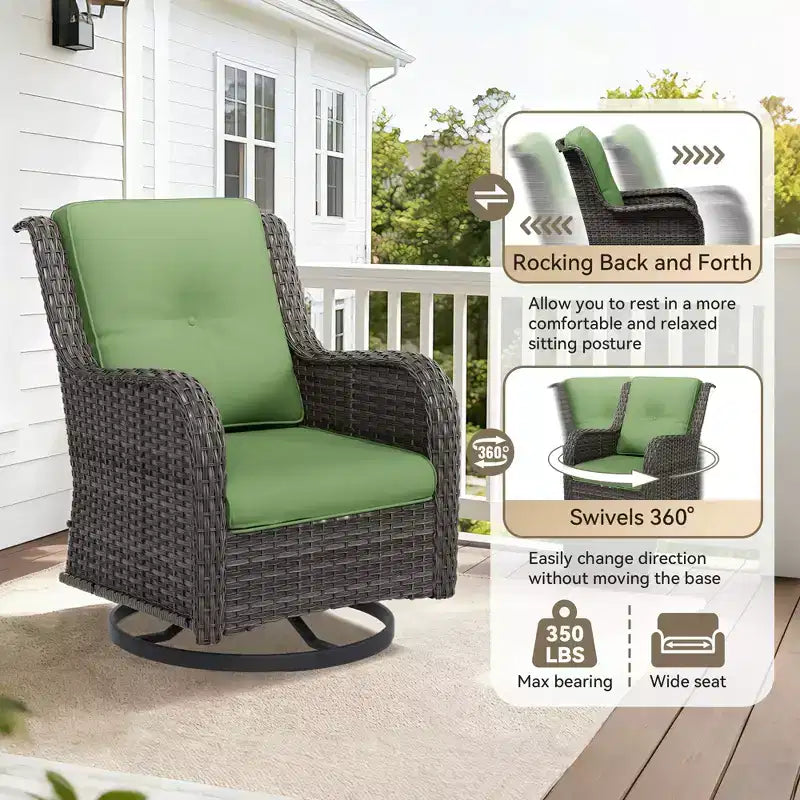 Ensemble d'extérieur UPTIOT 4 pièces : Chauffe-terrasse/Étagère, Fauteuil capitonné et Fauteuil à bascule pivotant