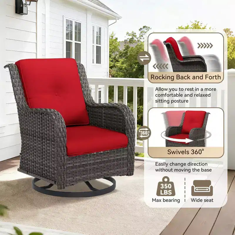 Ensemble d'extérieur UPTIOT 4 pièces : Chauffe-terrasse/Étagère, Fauteuil capitonné et Fauteuil à bascule pivotant