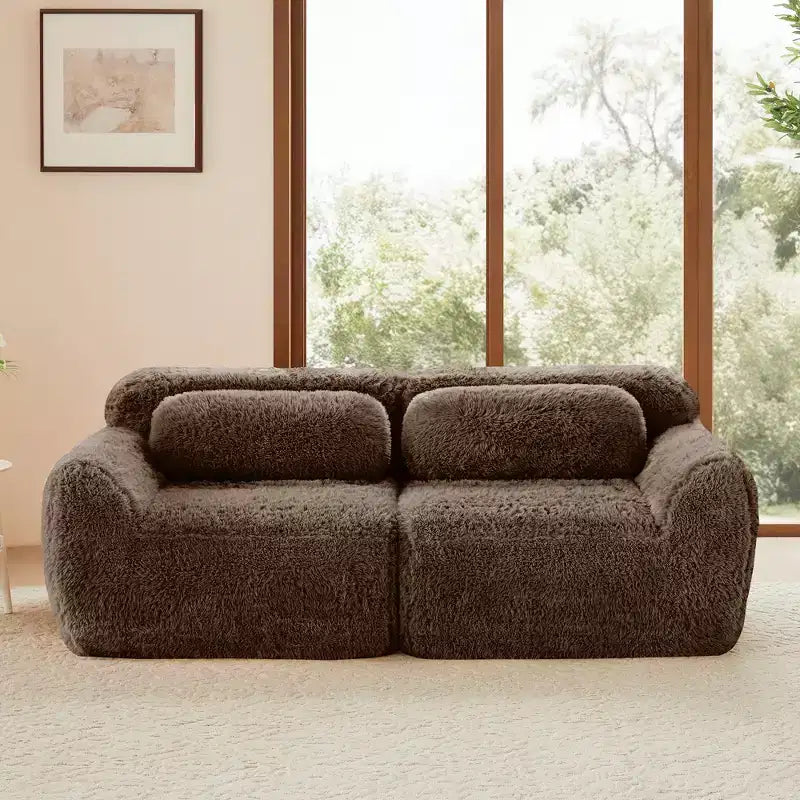 2-seater Modular Sofa,Soft Plush Fabric Anti-Slip Bottom,32D HD Sponge,No Assembly,Ergonomic Design,With Throw Pillows for Living Rooms