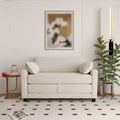 2 in 1 Convertible Sofa Bed, Upholstered Loveseat Sleeper Sofa with 2 Pillow, Floor Couch for Apartment, Living Room & Guest Room