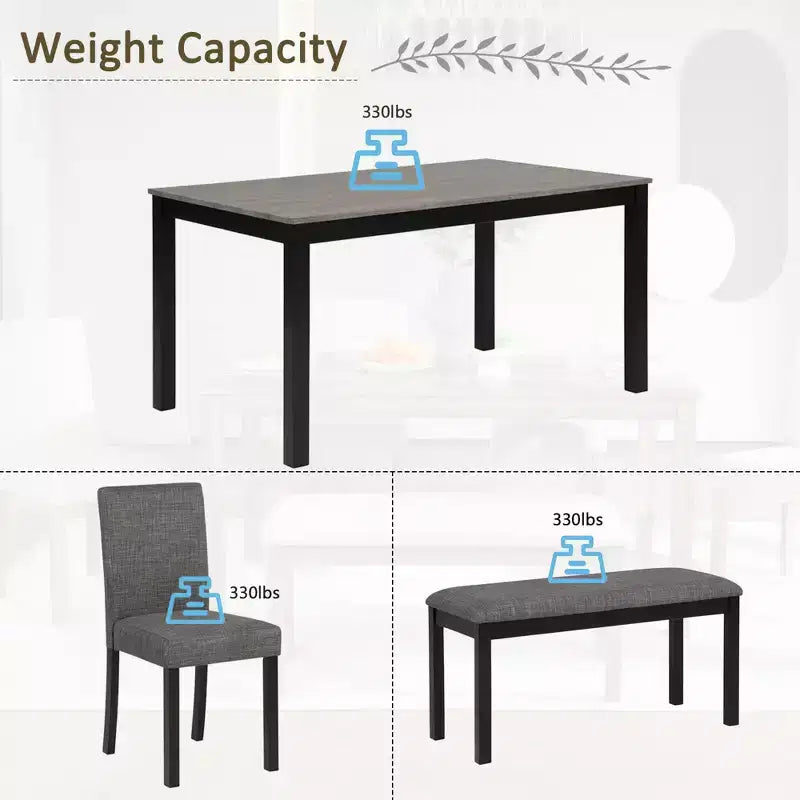 sumyeg Ensemble de salle à manger 6 pièces avec table rectangulaire, chaises et banc pour salle à manger