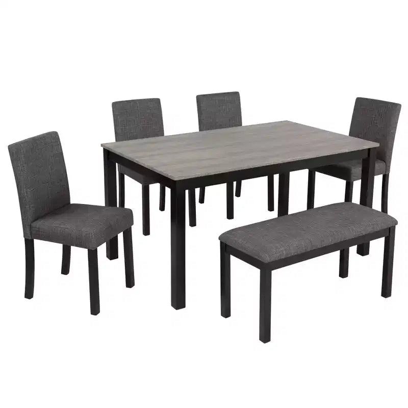 sumyeg Ensemble de salle à manger 6 pièces avec table rectangulaire, chaises et banc pour salle à manger
