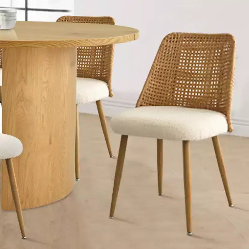 Ensemble de salle à manger moderne pour 8 personnes, table ovale de 79 po et chaises rembourrées à dossier en rotin, parfait pour les cuisines - Panipeachy
