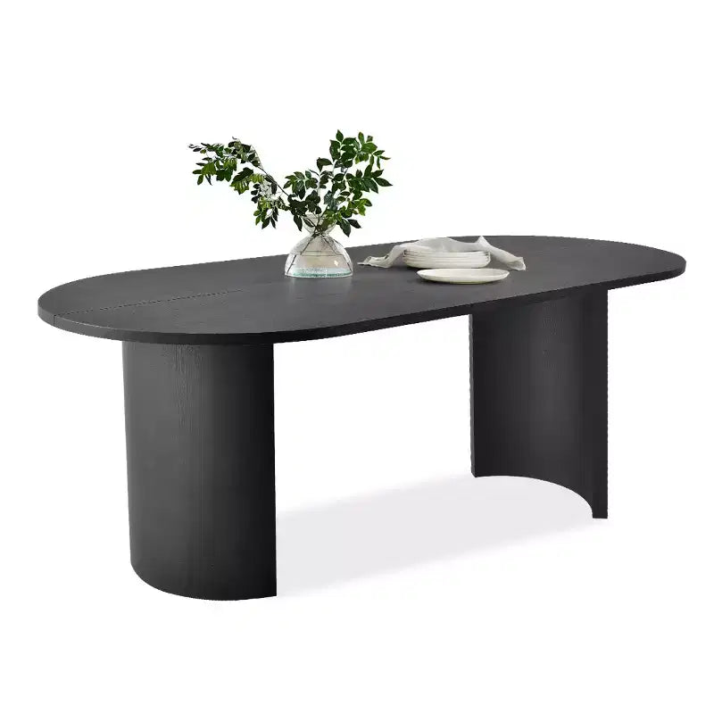 Ensemble de salle à manger moderne pour 8 personnes, table ovale de 79 po et chaises rembourrées à dossier en rotin, parfait pour les cuisines - Panipeachy