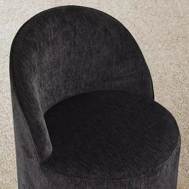 Ensemble table à manger pour 6, table ovale noire, chaises de salle à manger roulantes rembourrées avec roulettes, chenille texturée 360 g/m² - Panipeachy