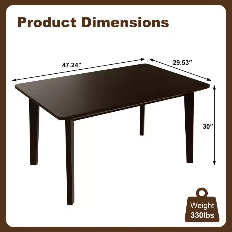 GDFStudio Conner Ensemble de salle à manger 5 pièces de style campagnard 1 table en bois massif et 4 chaises rembourrées