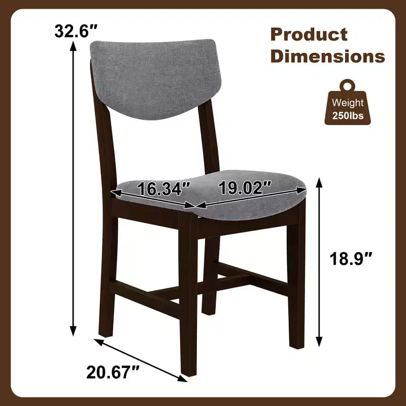 GDFStudio Conner Ensemble de salle à manger 5 pièces de style campagnard 1 table en bois massif et 4 chaises rembourrées