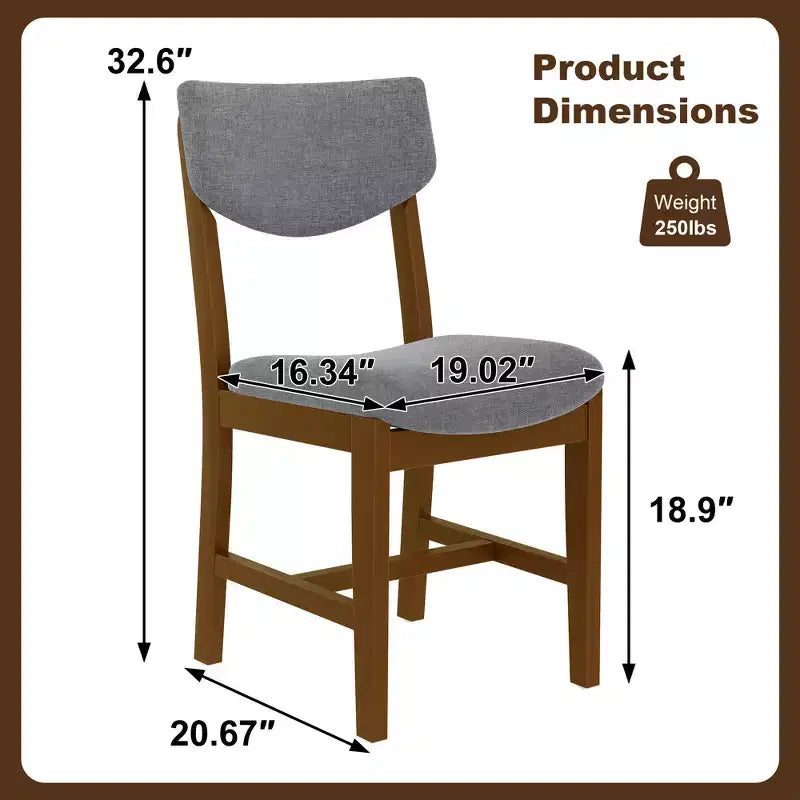 GDFStudio Conner Ensemble de salle à manger 5 pièces de style campagnard 1 table en bois massif et 4 chaises rembourrées