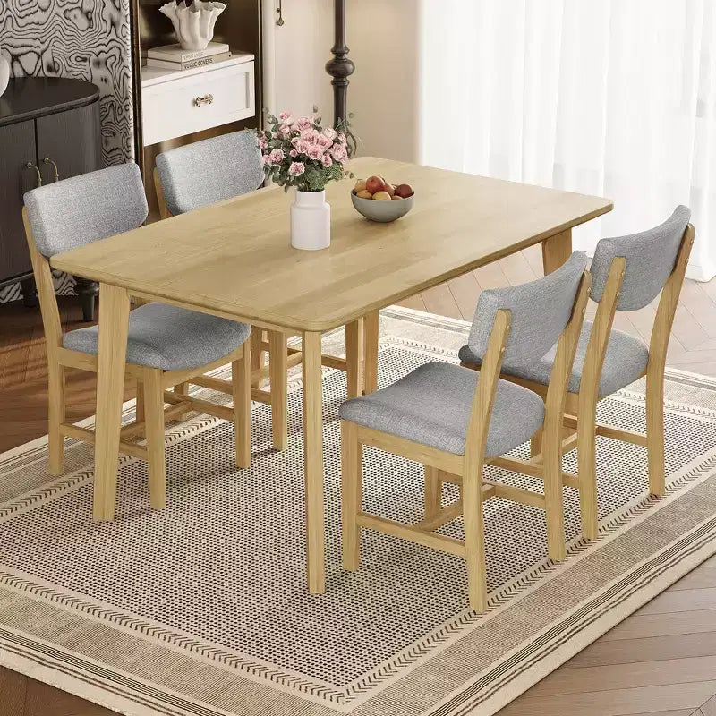 GDFStudio Conner Ensemble de salle à manger 5 pièces de style campagnard 1 table en bois massif et 4 chaises rembourrées