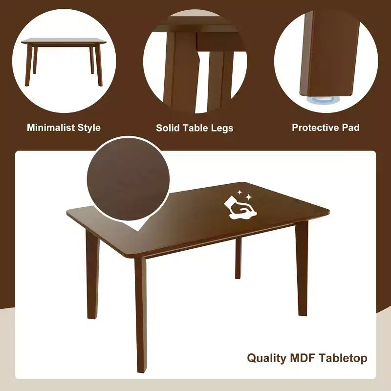 GDFStudio Conner Ensemble de salle à manger 5 pièces de style campagnard 1 table en bois massif et 4 chaises rembourrées