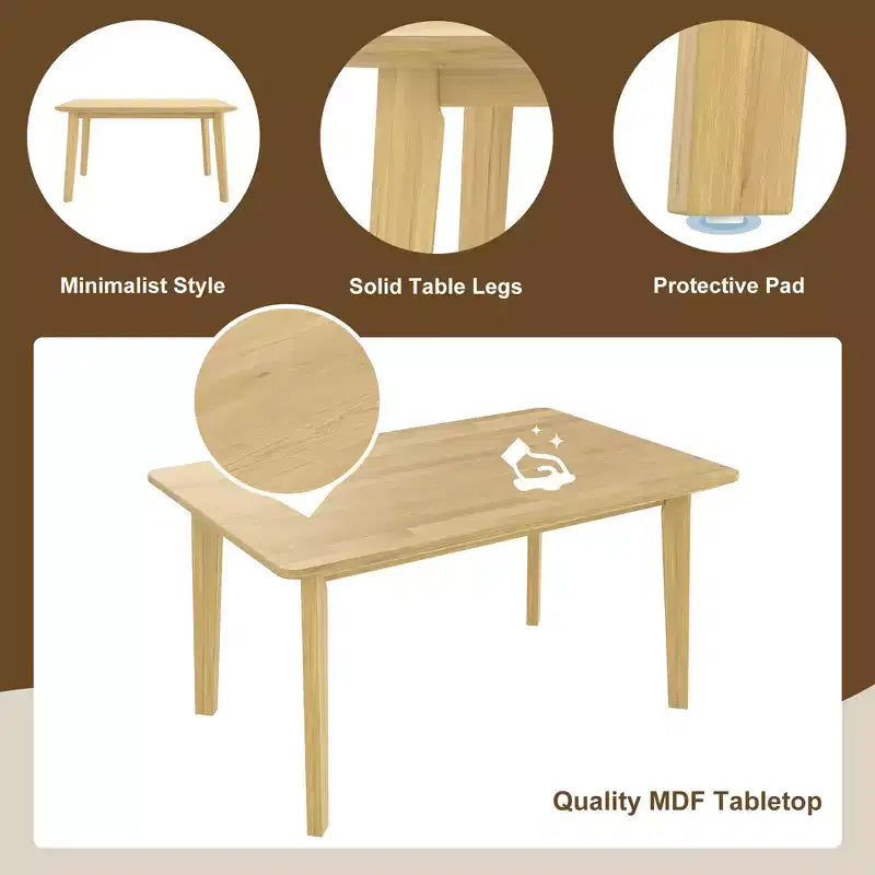 GDFStudio Conner Ensemble de salle à manger 5 pièces de style campagnard 1 table en bois massif et 4 chaises rembourrées